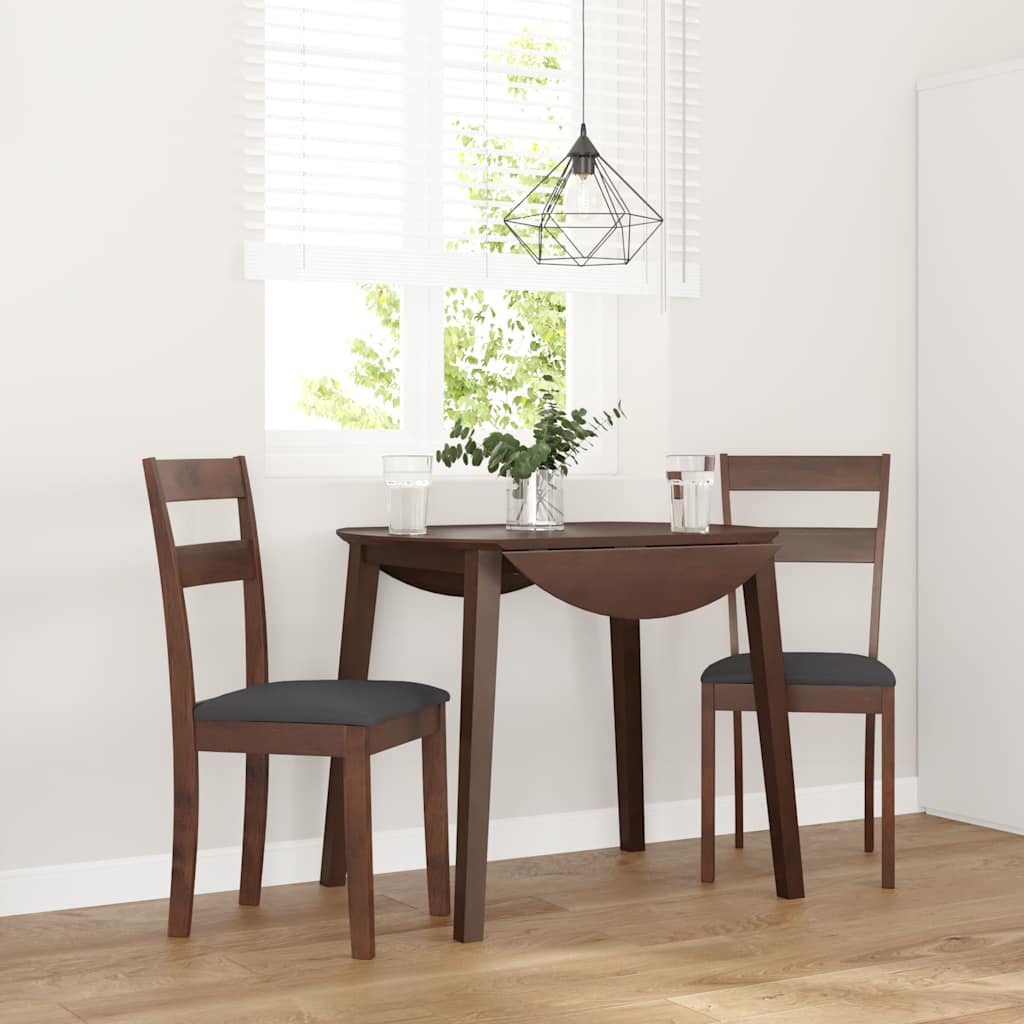 vidaXL Chaises de salle à manger avec coussins 2 pcs Marron Bois d'hévéa massif