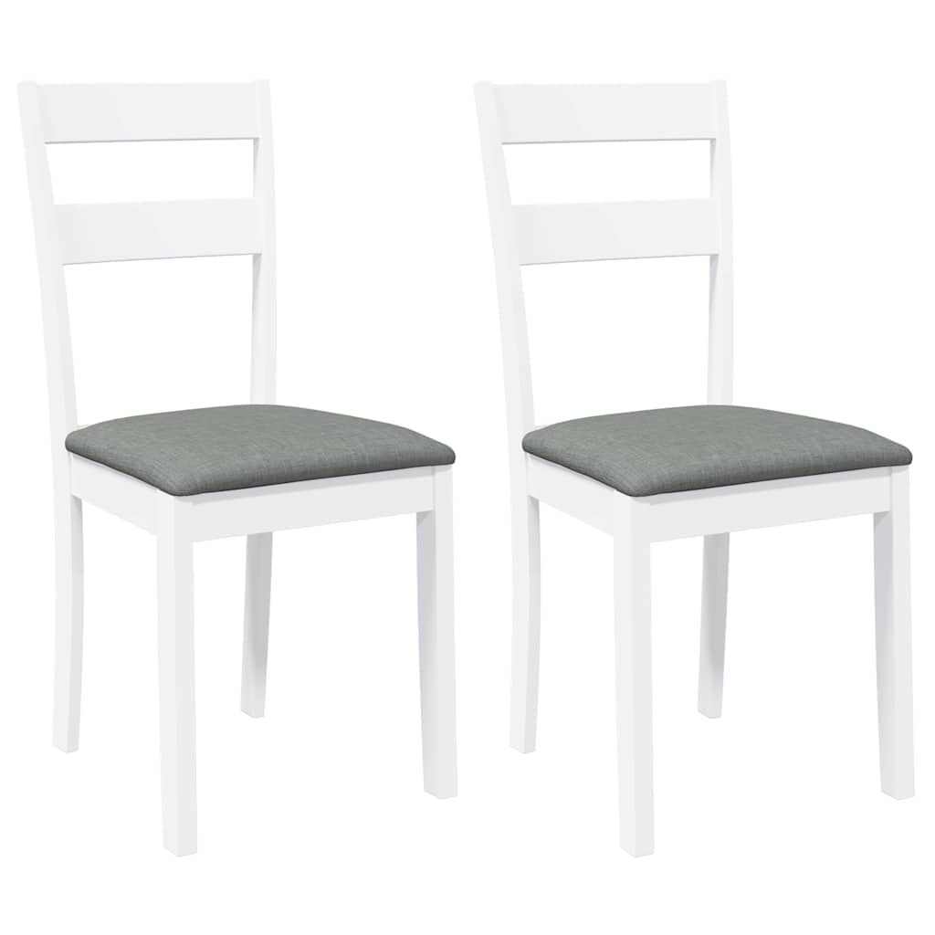 vidaXL Chaises de salle à manger avec coussins 2 pcs Blanc Bois d'hévéa massif