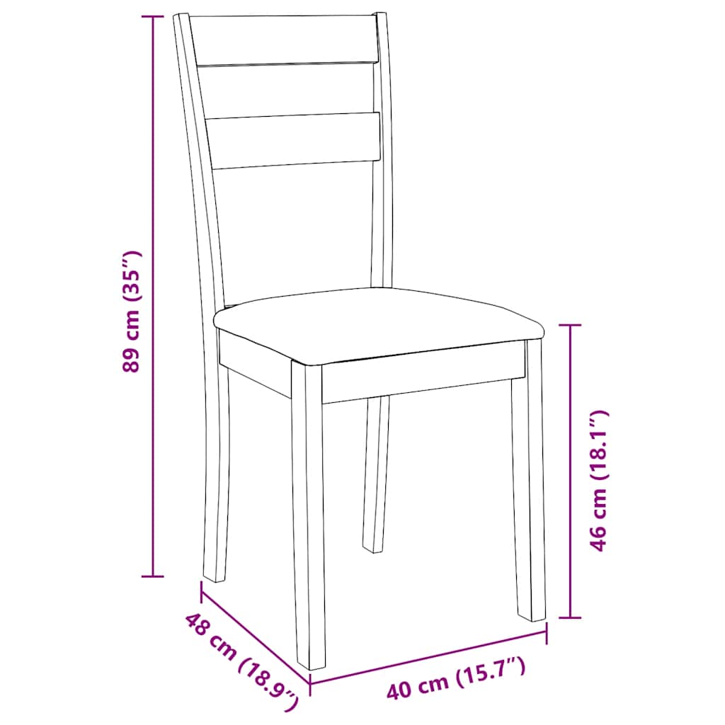 vidaXL Chaises de salle à manger avec coussins 2 pcs Blanc Bois d'hévéa massif