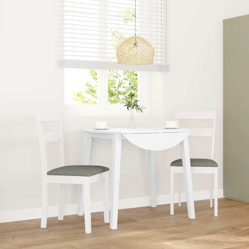 vidaXL Chaises de salle à manger avec coussins 2 pcs Blanc Bois d'hévéa massif
