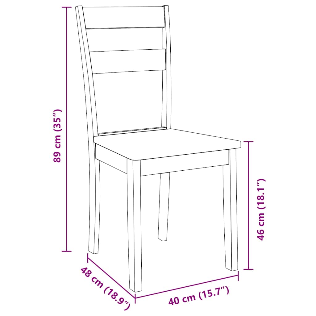 vidaXL Chaises de salle à manger 2 pcs Blanc Bois massif d'hévéa