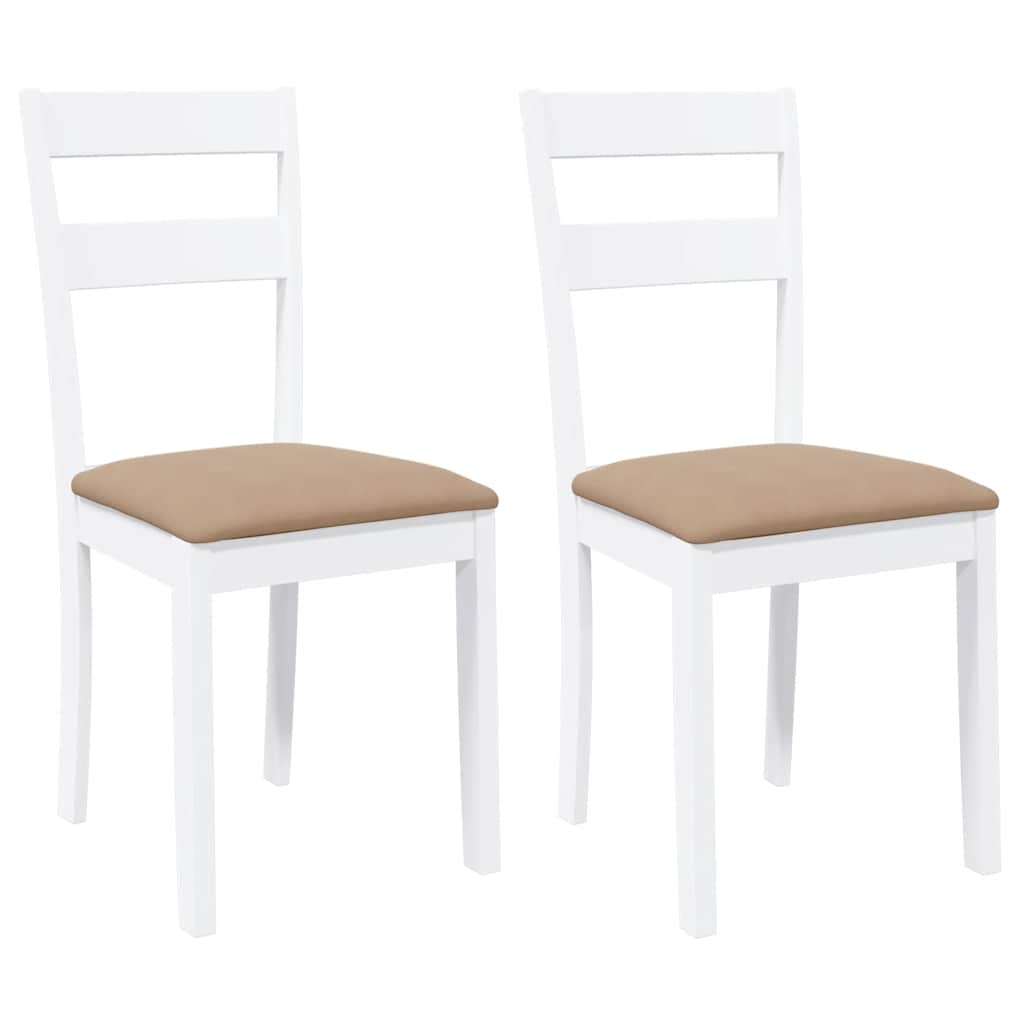 vidaXL Chaises de salle à manger avec coussins 2 pcs Blanc Bois d'hévéa massif