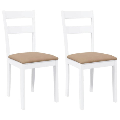 vidaXL Chaises de salle à manger avec coussins 2 pcs Blanc Bois d'hévéa massif
