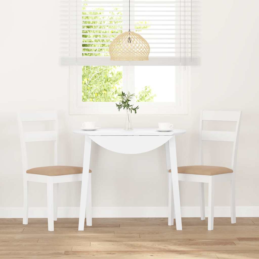vidaXL Chaises de salle à manger avec coussins 2 pcs Blanc Bois d'hévéa massif