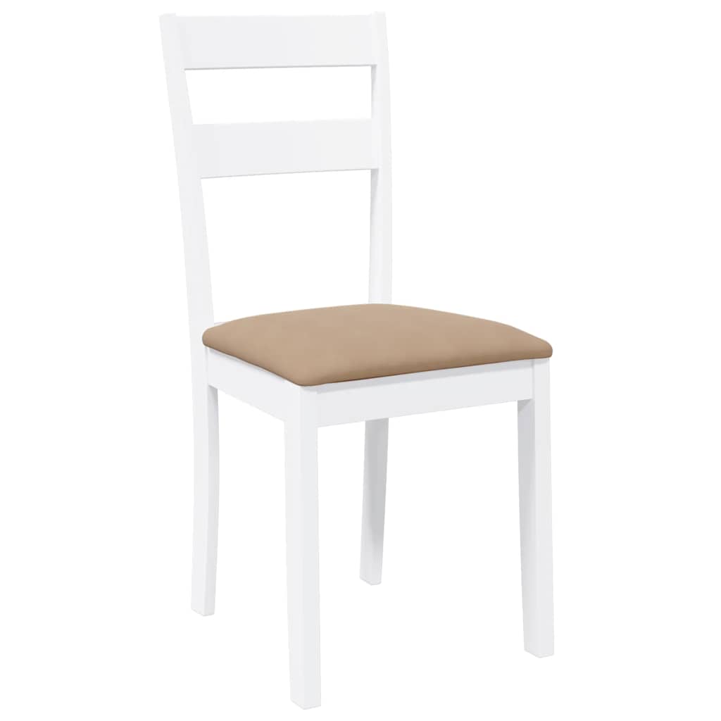 vidaXL Chaises de salle à manger avec coussins 2 pcs Blanc Bois d'hévéa massif