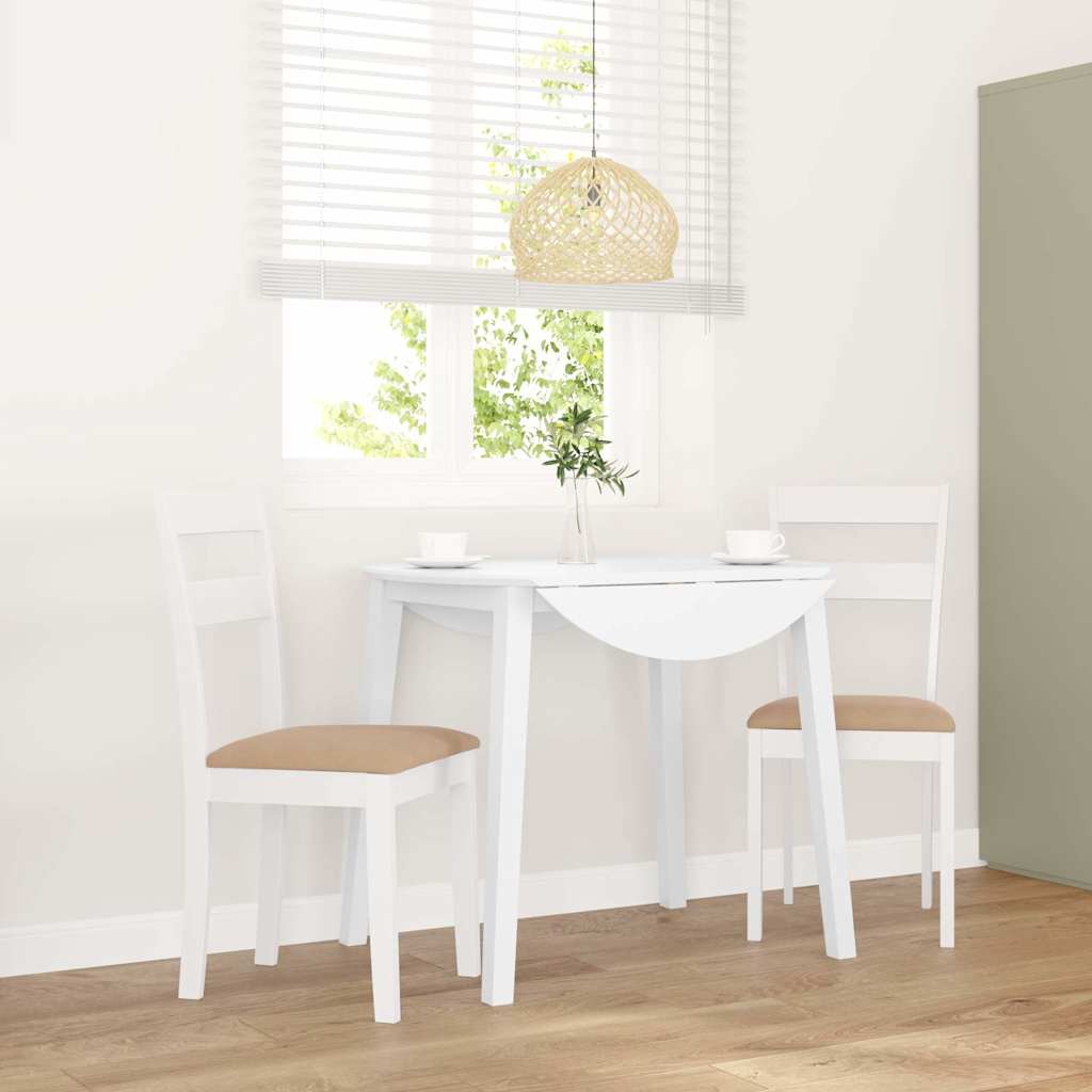 vidaXL Chaises de salle à manger avec coussins 2 pcs Blanc Bois d'hévéa massif