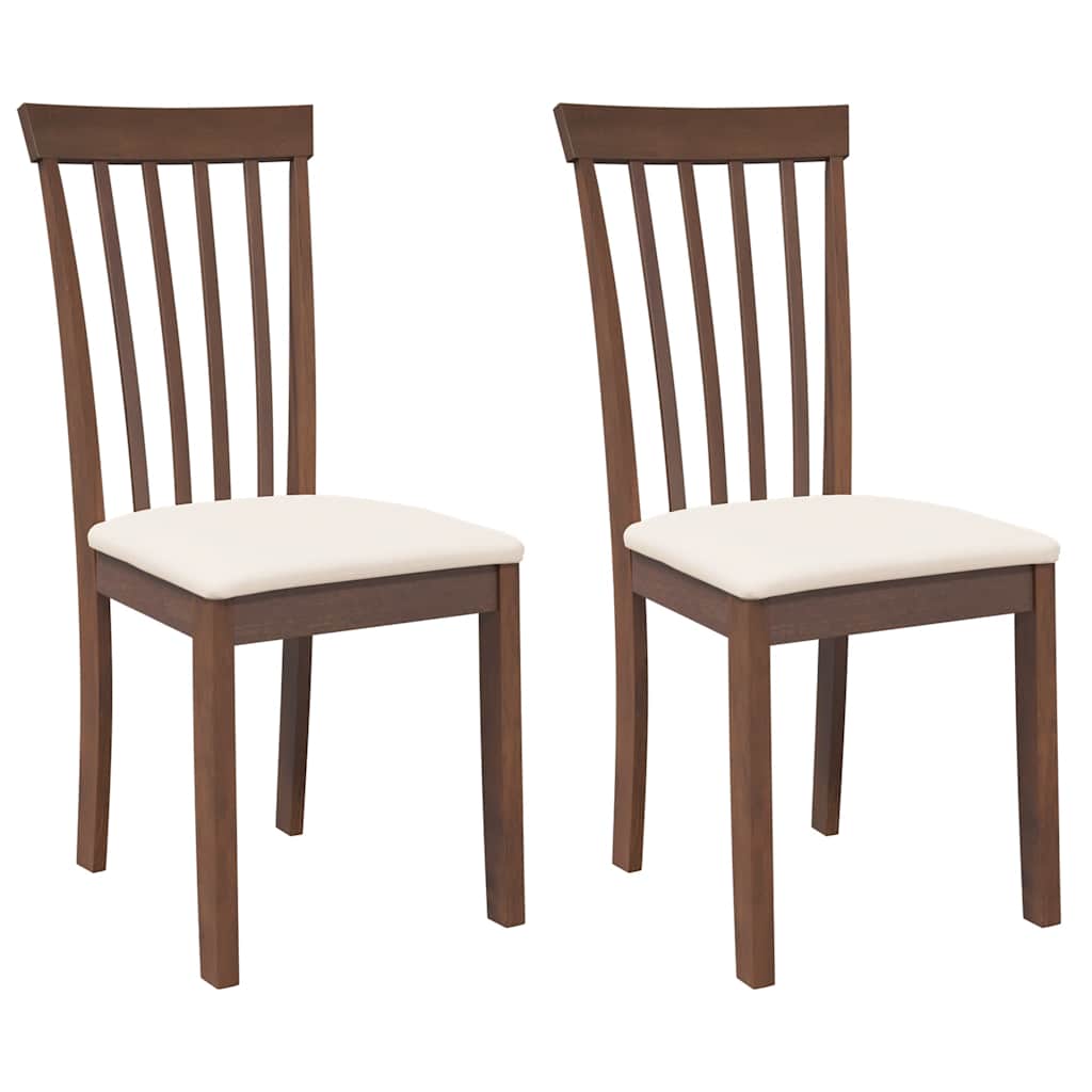 vidaXL Chaises de salle à manger avec coussins 2 pcs Marron Bois d'hévéa massif