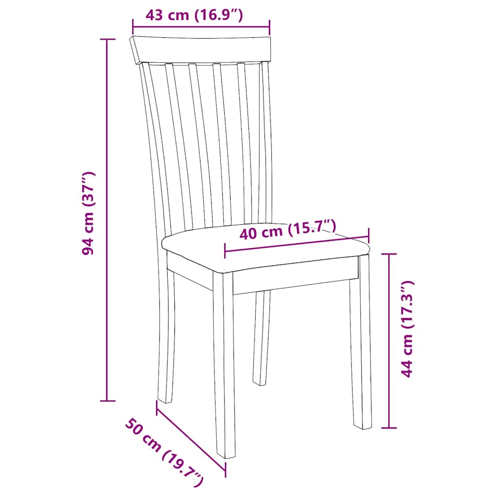 vidaXL Esszimmerstühle mit Kissen 2 Stk. Braun Massivholz Gummibaum