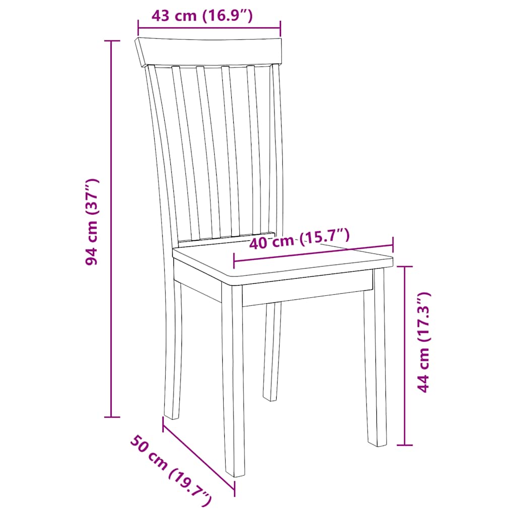 vidaXL Chaises de salle à manger 2 pcs Bois massif hévéa naturel