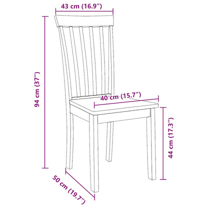 vidaXL Chaises de salle à manger 2 pcs Bois massif hévéa naturel