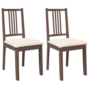 vidaXL Chaises de salle à manger avec coussins 2 pcs Marron Bois d'hévéa massif