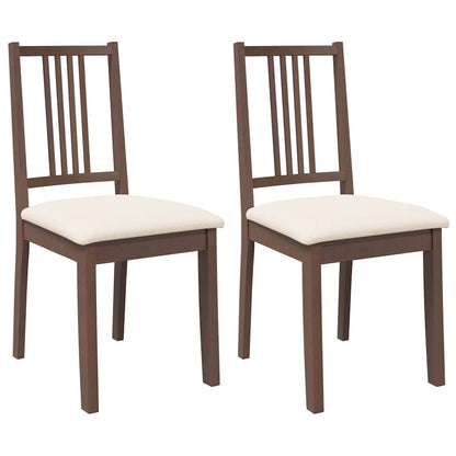 vidaXL Chaises de salle à manger avec coussins 2 pcs Marron Bois d'hévéa massif