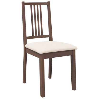 vidaXL Chaises de salle à manger avec coussins 2 pcs Marron Bois d'hévéa massif