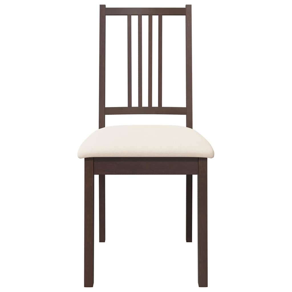 vidaXL Chaises de salle à manger avec coussins 2 pcs Marron Bois d'hévéa massif