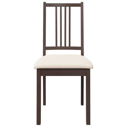 vidaXL Chaises de salle à manger avec coussins 2 pcs Marron Bois d'hévéa massif