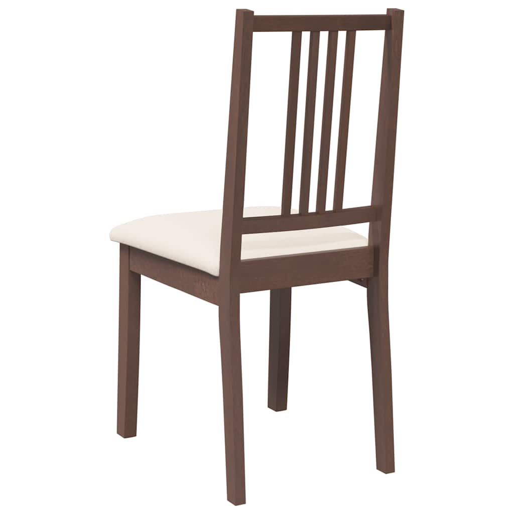 vidaXL Chaises de salle à manger avec coussins 2 pcs Marron Bois d'hévéa massif