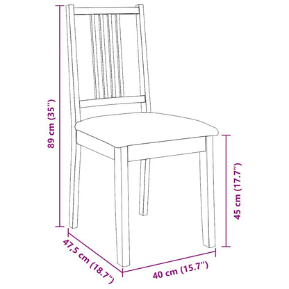 vidaXL Chaises de salle à manger avec coussins 2 pcs Marron Bois d'hévéa massif