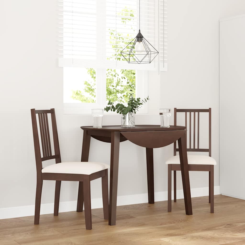 vidaXL Chaises de salle à manger avec coussins 2 pcs Marron Bois d'hévéa massif