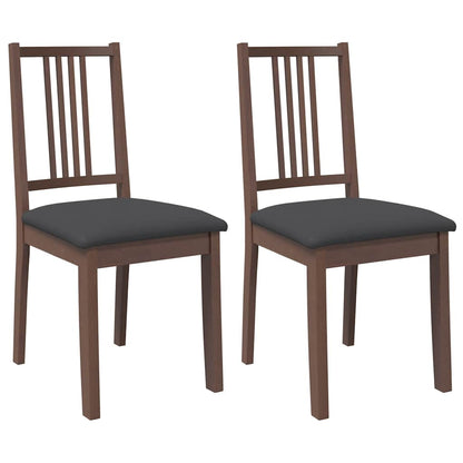 vidaXL Chaises de salle à manger avec coussins 2 pcs Marron Bois d'hévéa massif