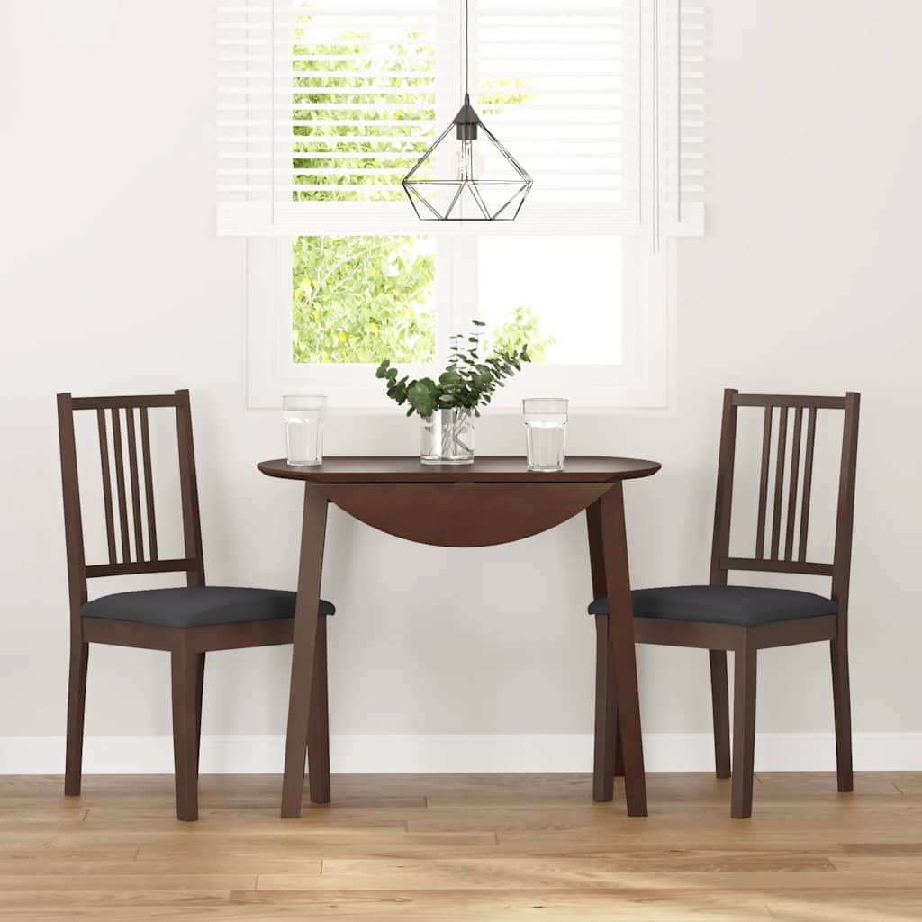 vidaXL Chaises de salle à manger avec coussins 2 pcs Marron Bois d'hévéa massif