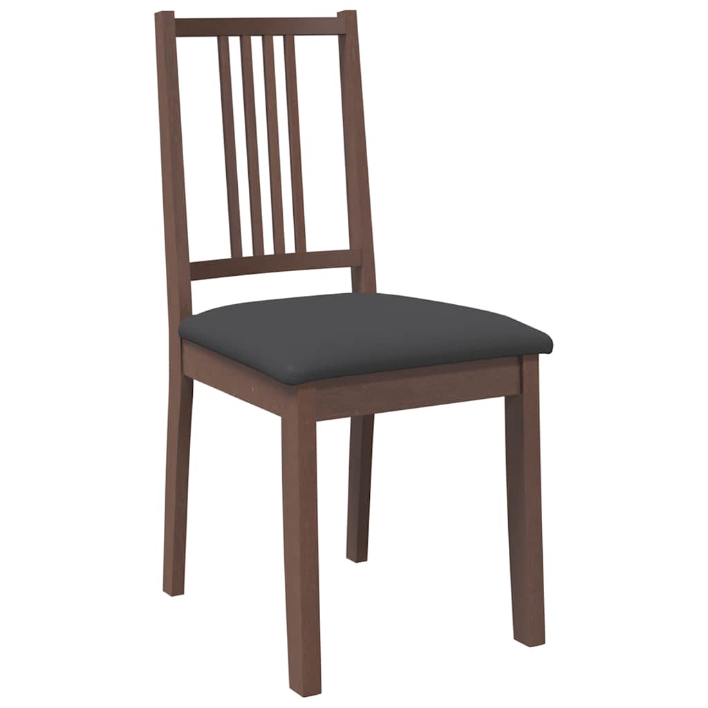 vidaXL Chaises de salle à manger avec coussins 2 pcs Marron Bois d'hévéa massif