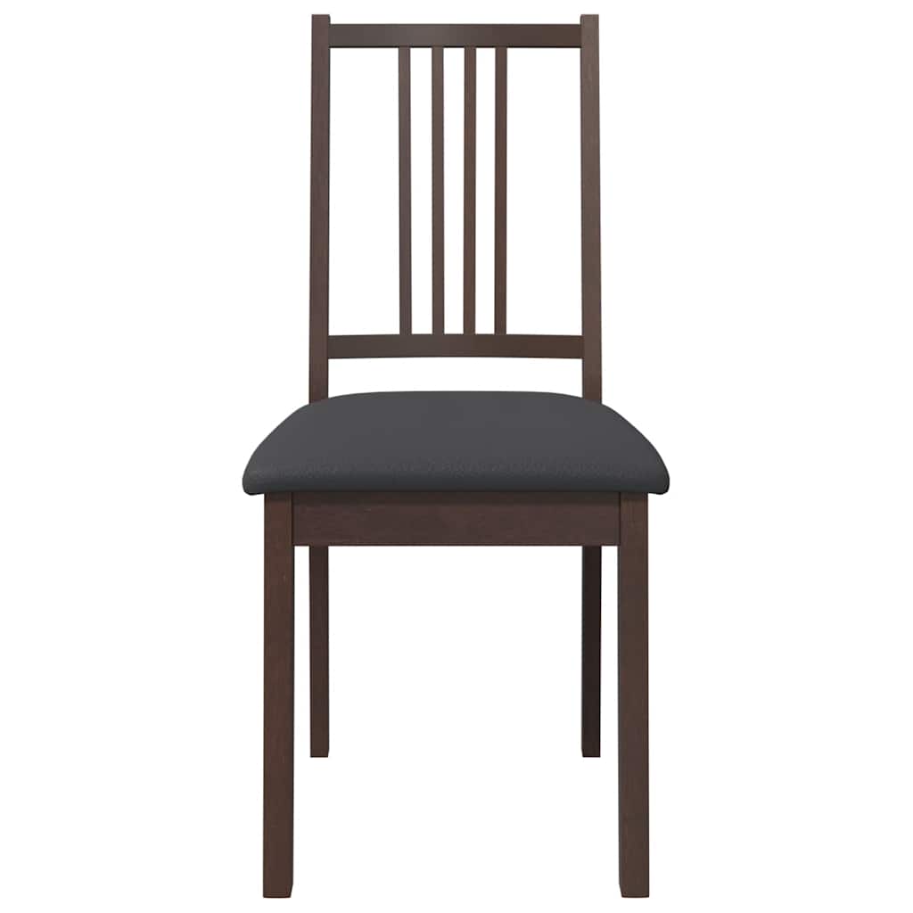 vidaXL Chaises de salle à manger avec coussins 2 pcs Marron Bois d'hévéa massif