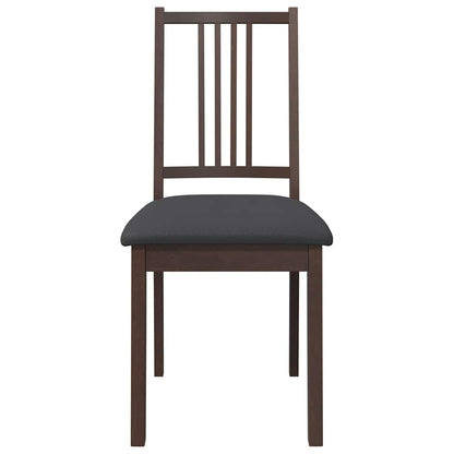 vidaXL Chaises de salle à manger avec coussins 2 pcs Marron Bois d'hévéa massif