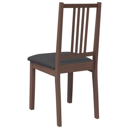 vidaXL Chaises de salle à manger avec coussins 2 pcs Marron Bois d'hévéa massif