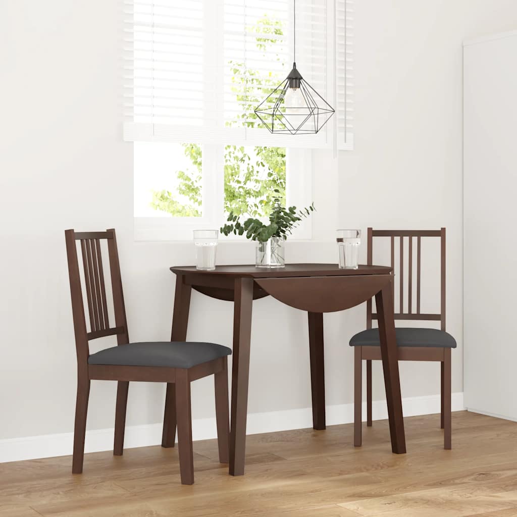 vidaXL Chaises de salle à manger avec coussins 2 pcs Marron Bois d'hévéa massif