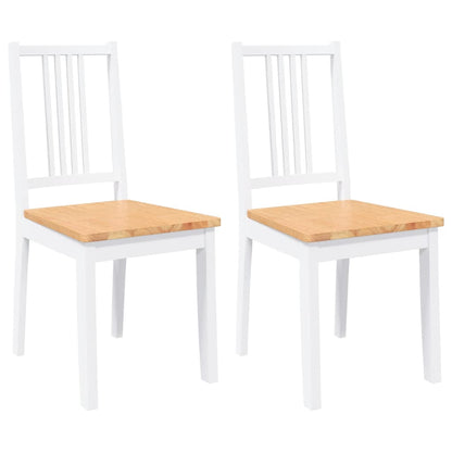 Esszimmerstühle 2 Stk. Weiß Massivholz Gummibaum