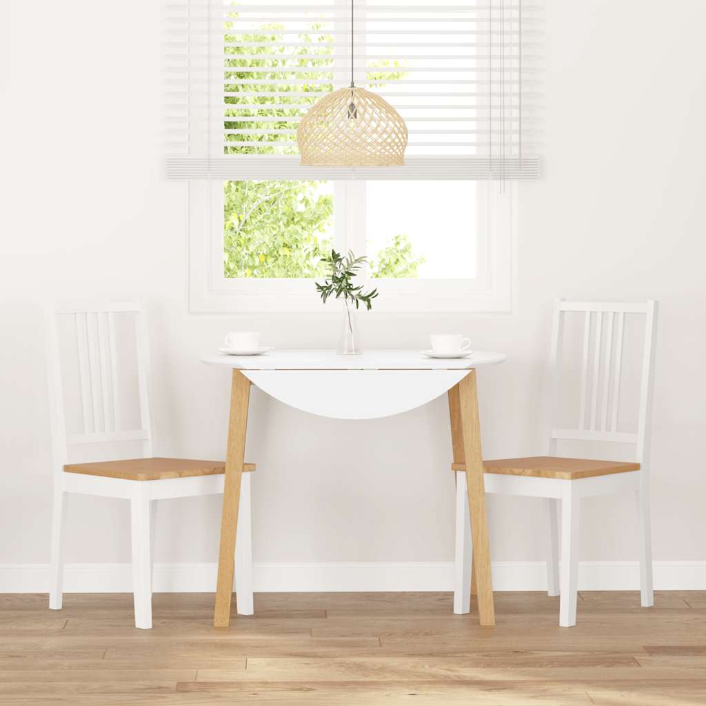 Esszimmerstühle 2 Stk. Weiß Massivholz Gummibaum