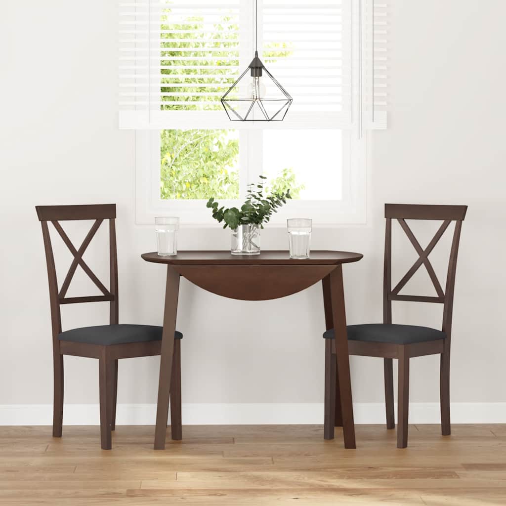 vidaXL Chaises de salle à manger avec coussins 2 pcs Marron Bois d'hévéa massif
