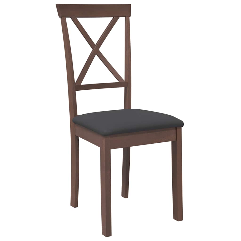 vidaXL Chaises de salle à manger avec coussins 2 pcs Marron Bois d'hévéa massif