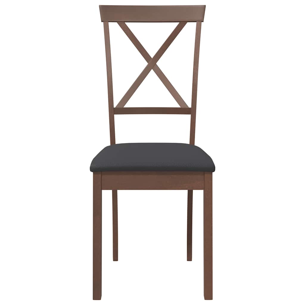 vidaXL Chaises de salle à manger avec coussins 2 pcs Marron Bois d'hévéa massif