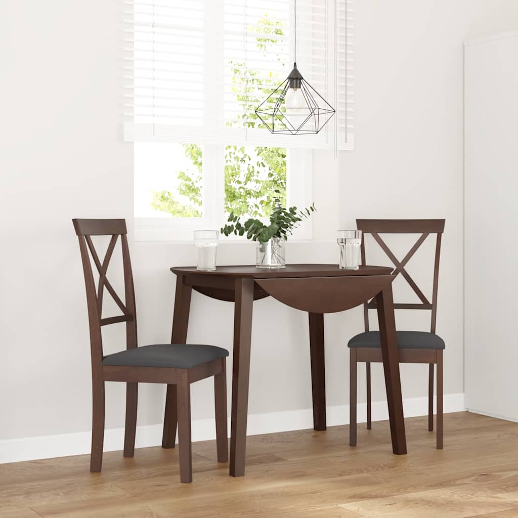 vidaXL Chaises de salle à manger avec coussins 2 pcs Marron Bois d'hévéa massif
