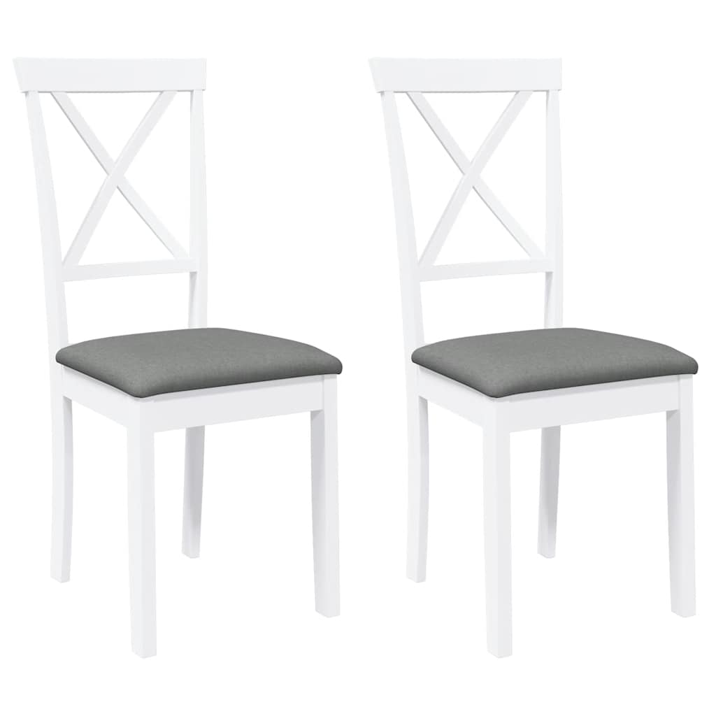 Esszimmerstühle mit Kissen 2 Stk. Weiß Massivholz Gummibaum