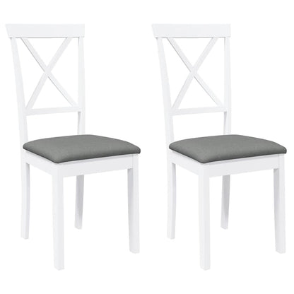 Esszimmerstühle mit Kissen 2 Stk. Weiß Massivholz Gummibaum