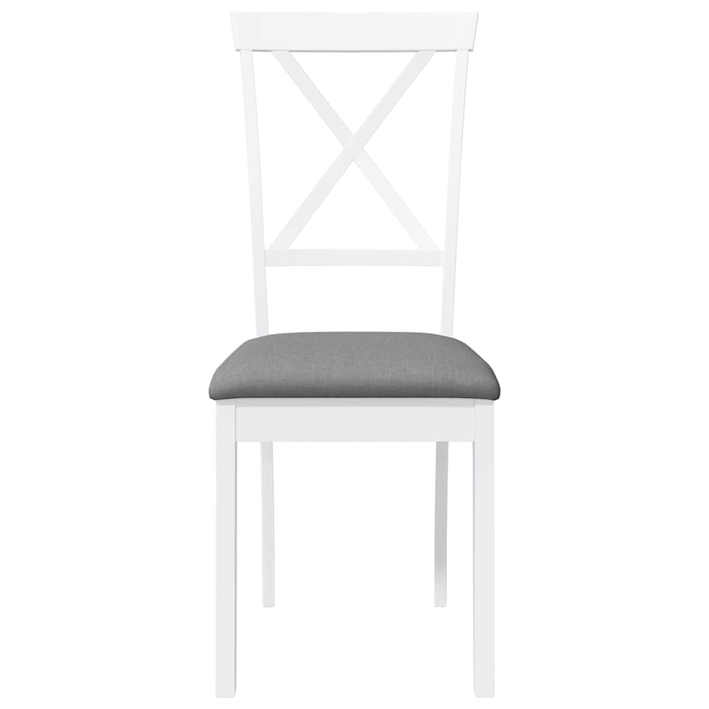 Esszimmerstühle mit Kissen 2 Stk. Weiß Massivholz Gummibaum