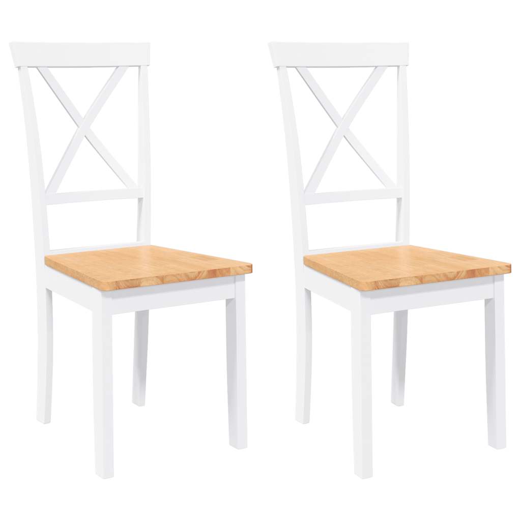 vidaXL Esszimmerstühle 2 Stk. Weiß Massivholz Gummibaum