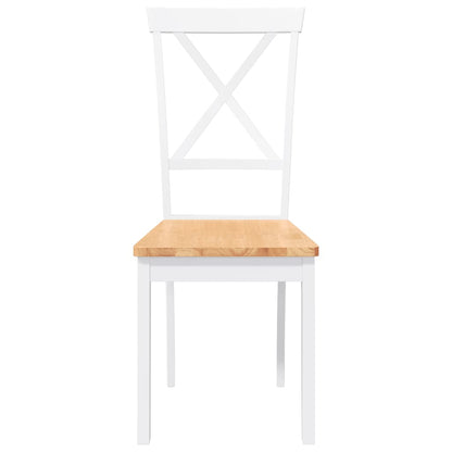 vidaXL Esszimmerstühle 2 Stk. Weiß Massivholz Gummibaum