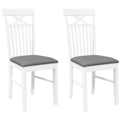 vidaXL Chaises de salle à manger avec coussins 2 pcs Blanc Bois d'hévéa massif