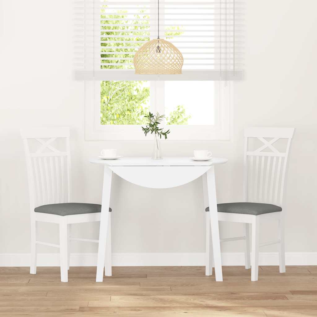 vidaXL Chaises de salle à manger avec coussins 2 pcs Blanc Bois d'hévéa massif