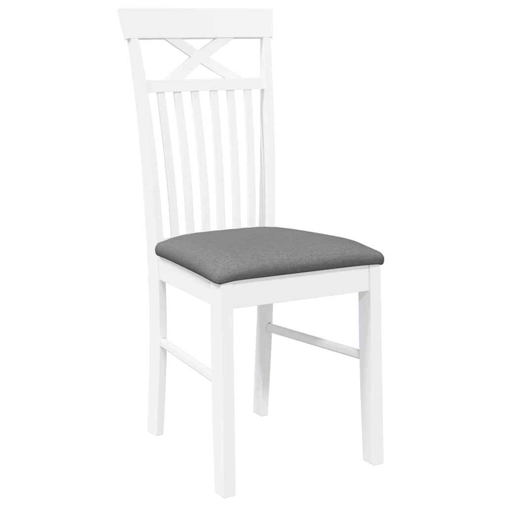 vidaXL Chaises de salle à manger avec coussins 2 pcs Blanc Bois d'hévéa massif