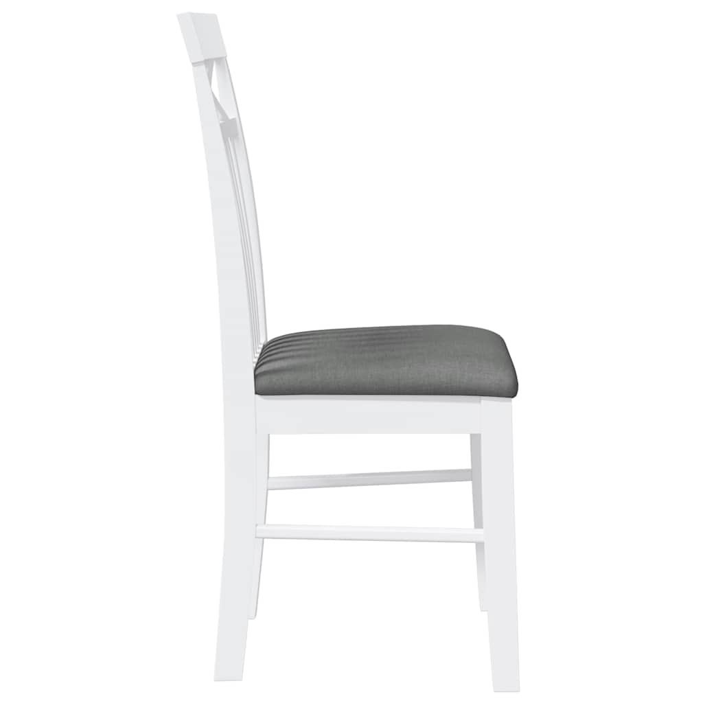 vidaXL Chaises de salle à manger avec coussins 2 pcs Blanc Bois d'hévéa massif
