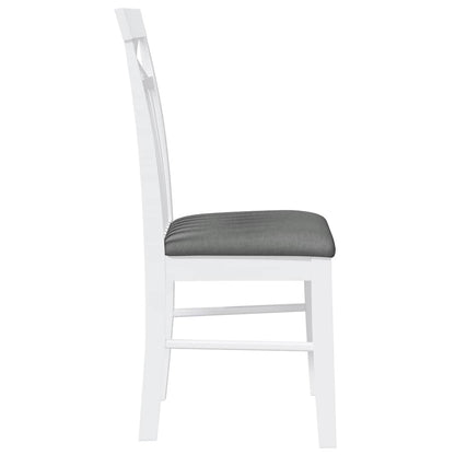vidaXL Chaises de salle à manger avec coussins 2 pcs Blanc Bois d'hévéa massif