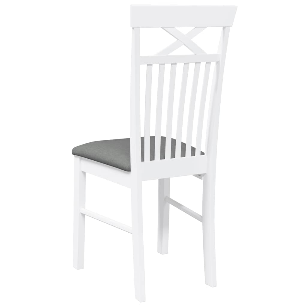 vidaXL Chaises de salle à manger avec coussins 2 pcs Blanc Bois d'hévéa massif