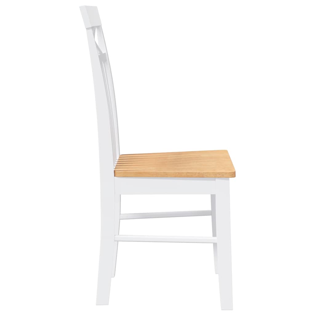 vidaXL Esszimmerstühle 2 Stk. Weiß Massivholz Gummibaum