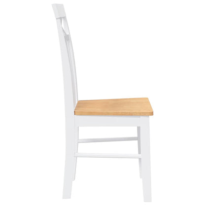 vidaXL Esszimmerstühle 2 Stk. Weiß Massivholz Gummibaum