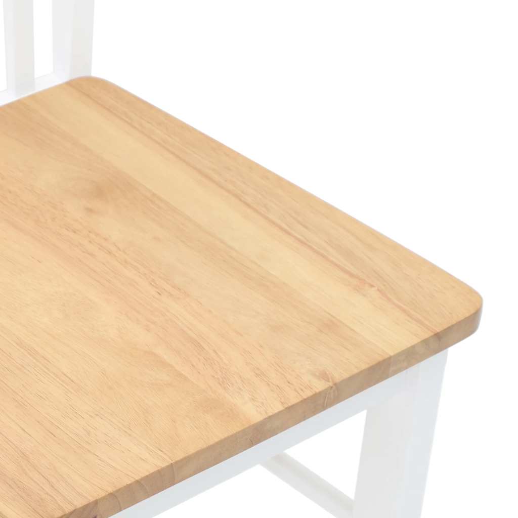 vidaXL Esszimmerstühle 2 Stk. Weiß Massivholz Gummibaum