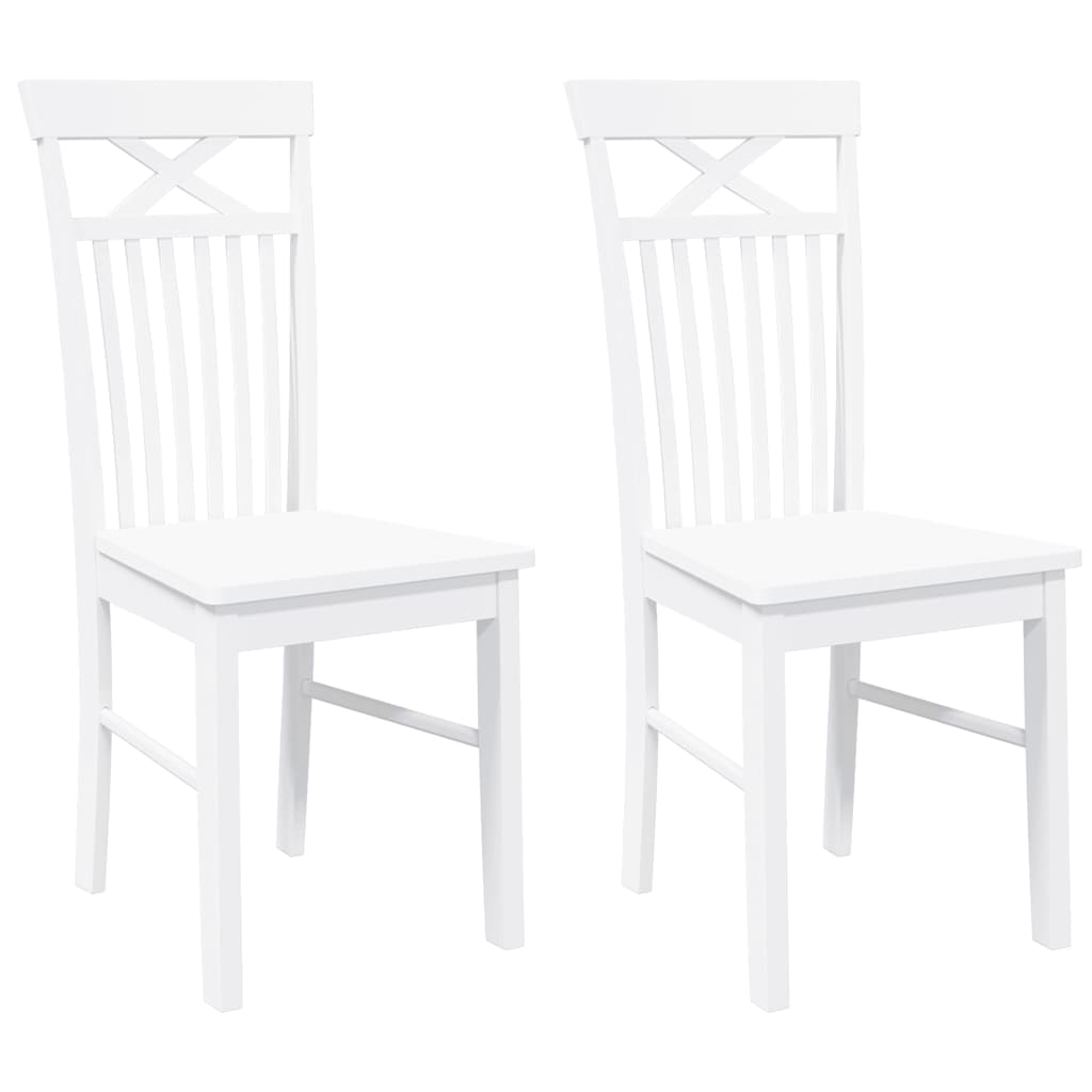 vidaXL Chaises de salle à manger 2 pcs Blanc Bois massif d'hévéa